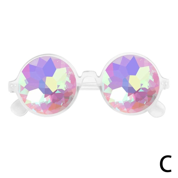 Kalejdoskop Rave Glasögon Rund Ram Crystal Lens Rainbow Prism pink One-size