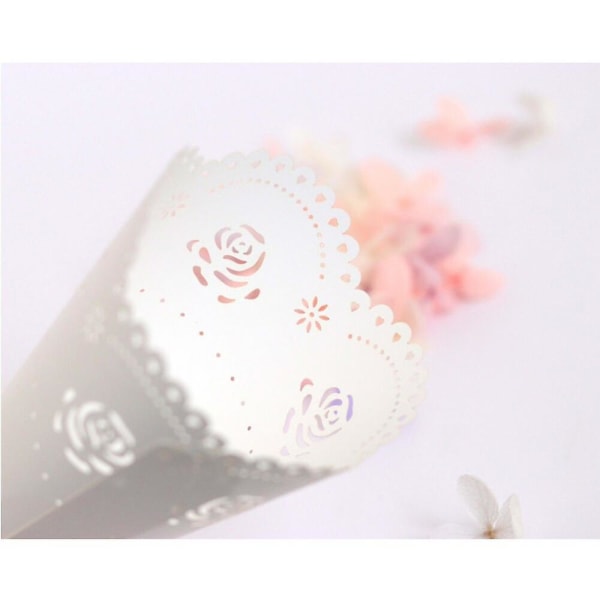 50pcs Party White Paper Diy Hollow Out Easy To Use Flower Tube