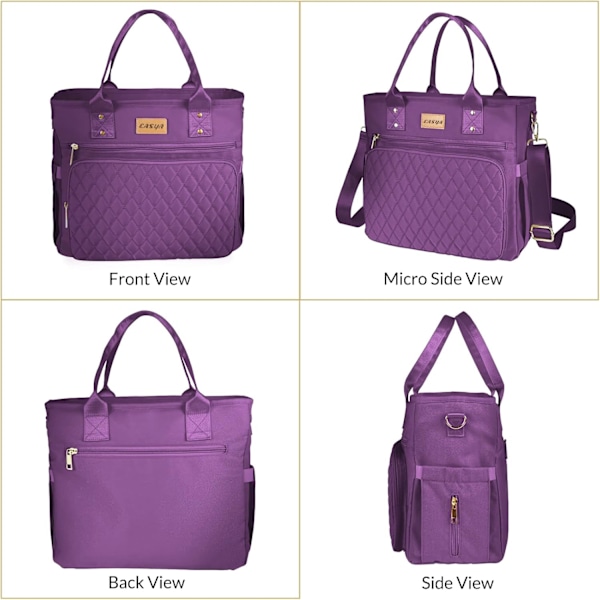 Stor frokosttaske til kvinder til arbejde, isoleret/kølet madkasse til voksne kvinder/holdbar nylon taske til kvinder/læksikker køletaske Purple