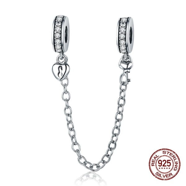 925 Sterling Silver Silica Gel Safety Chain Charms Armband