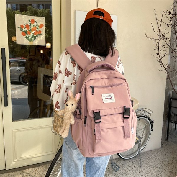 Vedenkestävä nylon-reppu kouluun beige