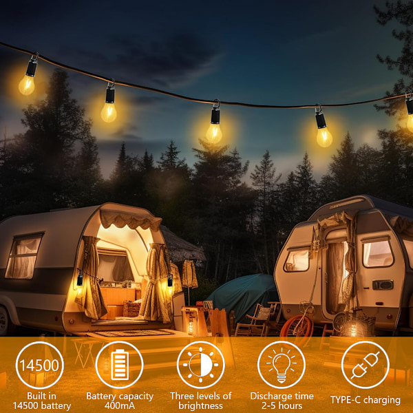 Genopladelig campinglampe, 4-pak hængende teltlampe med krog, belysningstilstande teltlampe til camping, vandring, backpacking