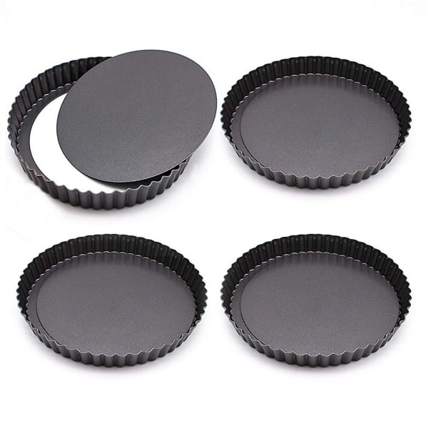4PCS Tart Pan, Mini Non-stick Tins Quiche Pan Removable Bottom