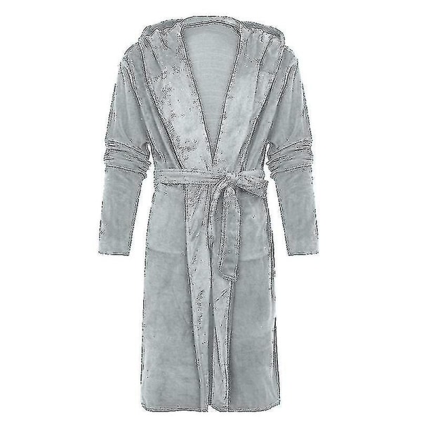 Fleece badekåpe Dame Morgenkåpe Hette Sleping Badekåpe Natttøy CMK Grey 4XL