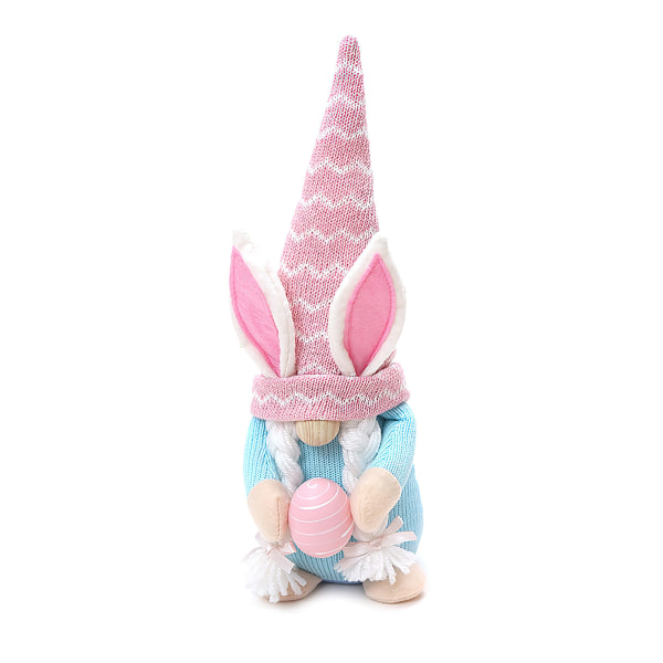 Pink Fat Doll Ornament Easter Scene Decoration Props Knitted Cloth Hug Egg Forest People Bunny Doll