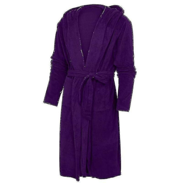 Fleece badekåpe Dame Morgenkåpe Hette Sleping Badekåpe Natttøy CMK Purple M