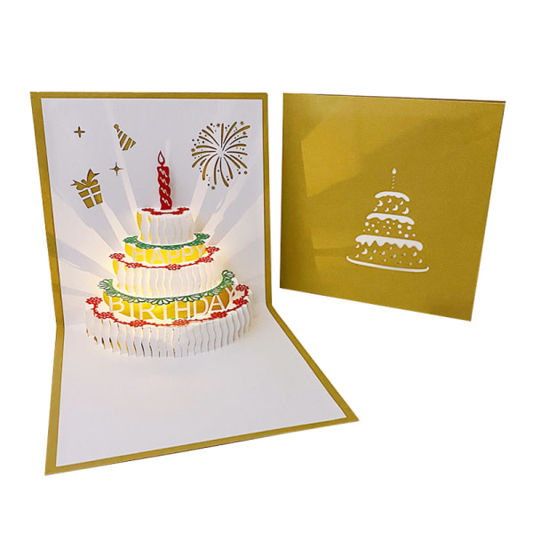 Musical Birthday Greeting Card 3d Pop Up With Envelope,Gold