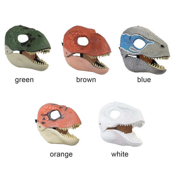 Dinosaur Mask Huvudbonader, Jurassic World Dinosaur Leksaker med öppning rörlig käke, velociraptor Mask & tyrannosaurus Rex Mask Bundle White