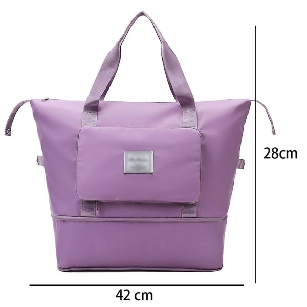 Reise Duffel Bags Stor størrelse Nylon Bagasje Tote Bag Purple