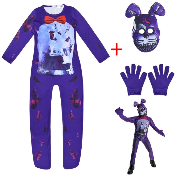 Festkläder för barn Five Nights Freddy Bear Cosplay Kostym Med Mask Pojkar Flickor Body Halloween Fancy Jumpsuits K 5 130