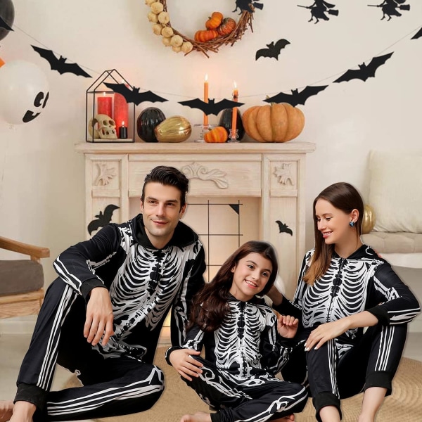 Familjematchande Halloween One Piece Pyjamas, roligt skalletryck V-Kids-4T