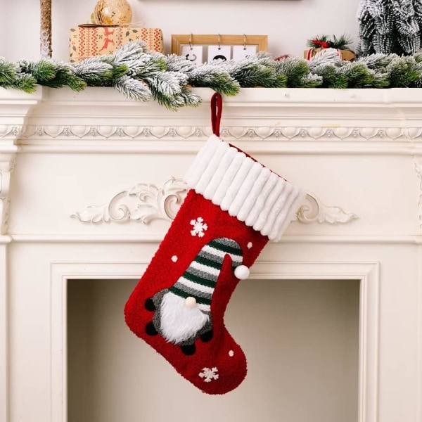 1 st Röda julstrumpor Gnome Xmas Socks Ansiktslös docka