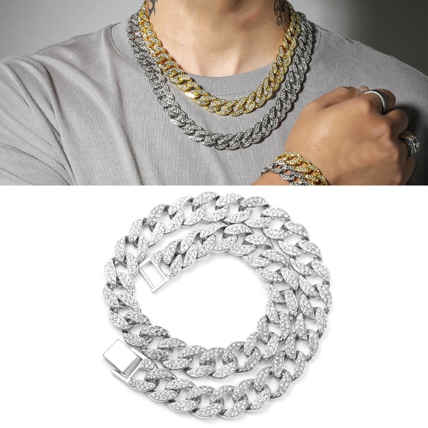 Cuban Link Chain Silver Hiphop Alloy Fashionable Stylish Personality Cuban Link Chain for Men