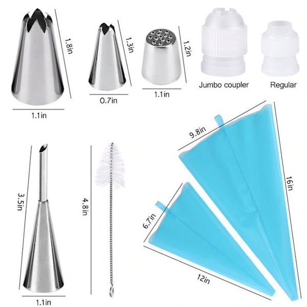 Tyllset - 27st Spritstyllar, spritspåse & koppling - Cake tool Turquoise Turkos