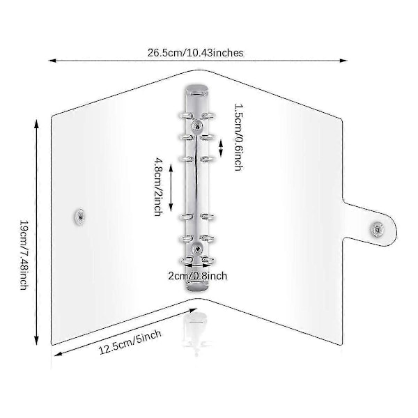 Transparent A6-ringbind med 6 ringe, blød PVC, budgetringbind, genopfyldelig, beskyttende ringbindsomslag