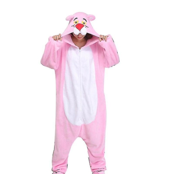Dam Pyjamas Flanell Dragkedjor Tecknad Kigurumi Onesie För Vuxna Män Djur i ett stycke Pijamas Flickor Kostym Xxl 180-200cm Pink panther onesie L