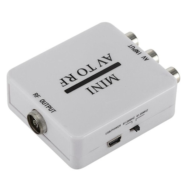 RCA/A/V kompositvideokabel till RF/koaxial/koaxialomvandlare -kompatibel modulator-tv