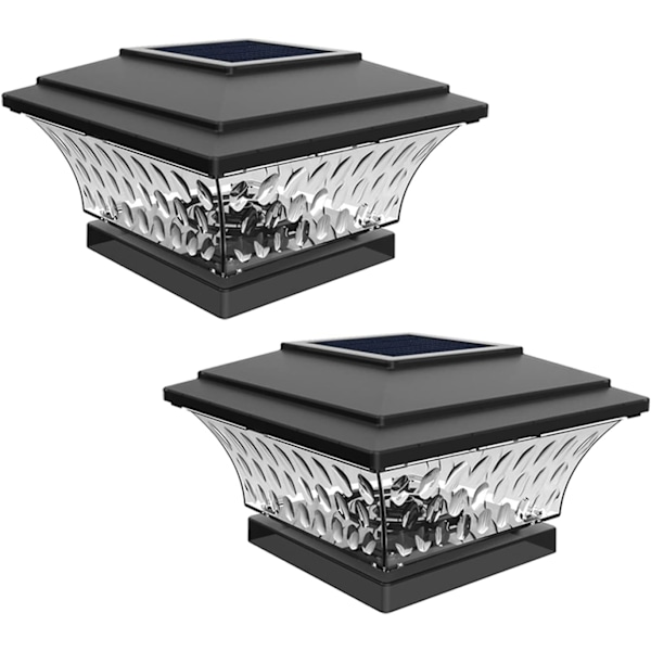 2-delt solcellelampe for stolpe, utendørs LED-belysning for dekk, gjerde, stolpetopp