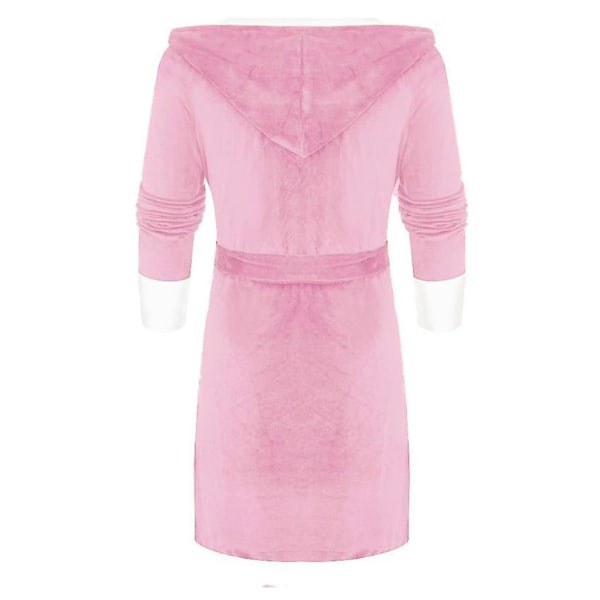 Dame Sherpa Fleece badekåpe Myk morgenkåpe Hette Fluffy slepebadekåpe CMK Pink 3XL