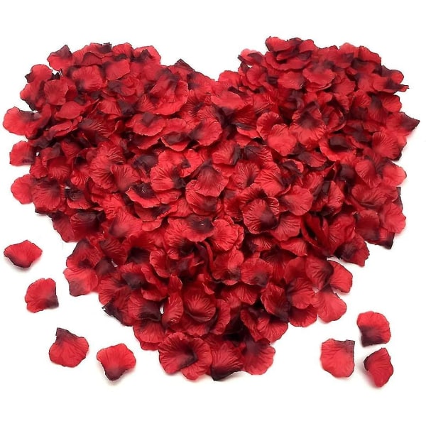 1200 stk Roseblader, Røde Silke Kunstige Roser Blomsterkonfetti
