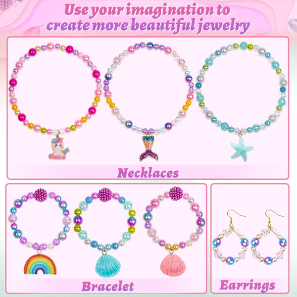 773 stk Havfrue Charm DIY Perlesæt til Børn Piger med Perle Sjøstjerne Skal med Havfrue Perler til at Lave Armbånd Halskæde
