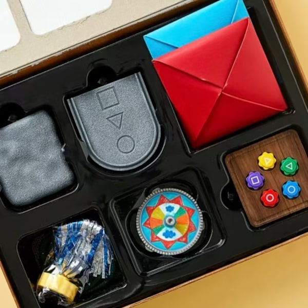 Xbi - 10 kpl Squid Game 2 Puzzlepeli lapsille: pela kuvia, lyö kiviä, ota kiviä, potkaise höyhenpalloja
