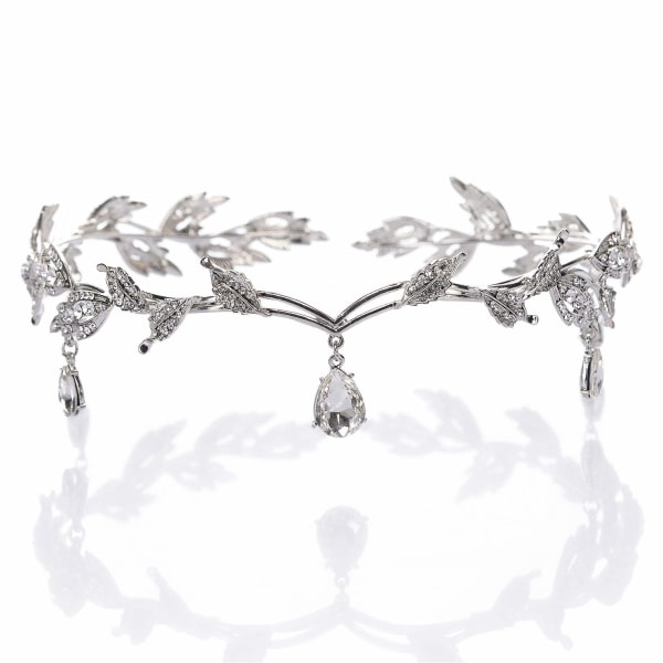 Rhinestone Leaf Wedding Crown Tiara for bruder, kristallhänge