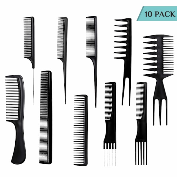 10-pack olika kammar Black Svart