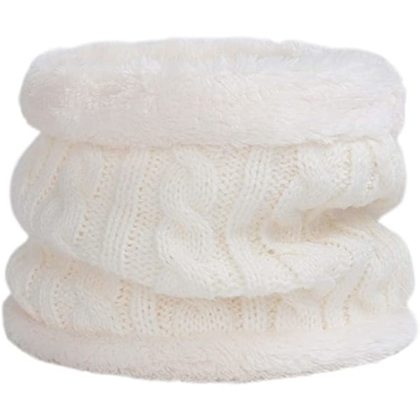 Baby Warm Hat Scarf Set med Fur Pom Pom white