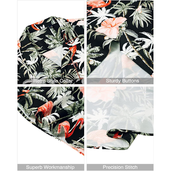 Miesten Havaiji-paita ja shortsit setti Regular Fit lyhythihainen rento funky ranta flamingo paita setti S S Black Flamingo Palm