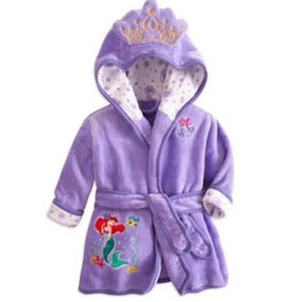 Kids Boys Girls Mickey Mouse Hooded Fleece Bathrobe Dressing Gown Animal Nightwear S CMK Purple 1-2 Years
