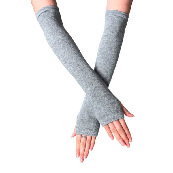 Armvärmare enfärgade, fingerlösa & långa - Grå [35cm] grå Grey one size