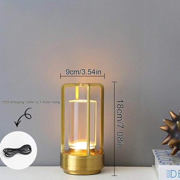 Lumison Krystalllykt Bordlampe, Bærbar Metall Bordlampe for Innendørs/Utendørs Bruk, Oppladbar LED-lampe Meget Bra-Perfekt