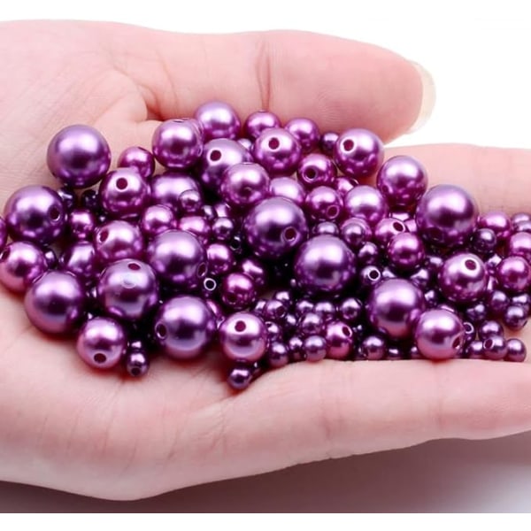 【Mingbao butik】850 lila pärlor med hål i olika storlekar, används för vasfyllning, smycketillverkning, (mörklila) Dark Purple 850pcs