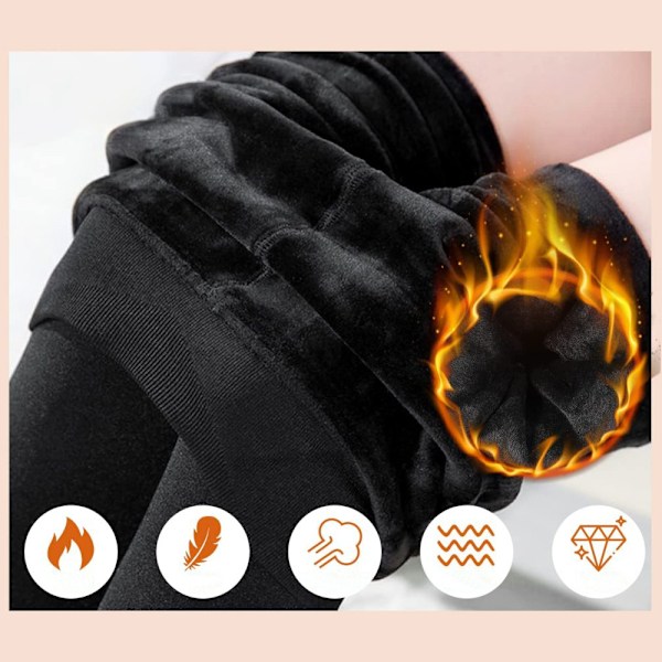 Termiska leggings för kvinnor med hög midja Opaque långa leggings med tjockt fleecefoder Varma vinterleggings Stretch leggings/byxor, Marinblå/Svart