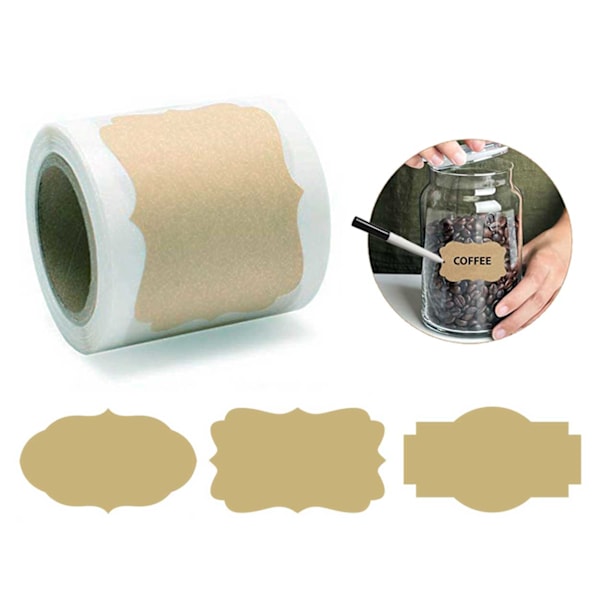 250st Kraftpapper Etiketter för Burkar, Presenter + Penna brun brown