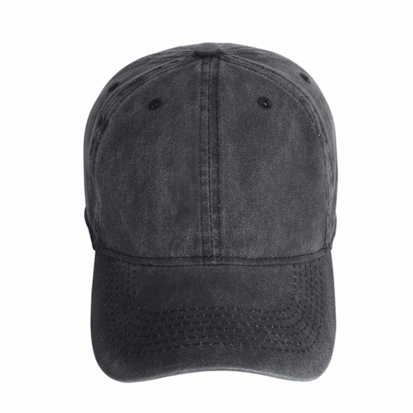 Musta Lippis Vintage Kulunut Pesu Strapback Musta black one size