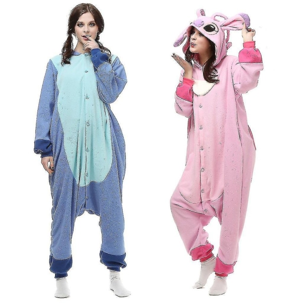 Stitch Costume Pajama Onesie Anime Kid Adult Jumpsuit Nightwear Animal Hoodie V CMK Pink Adult XL