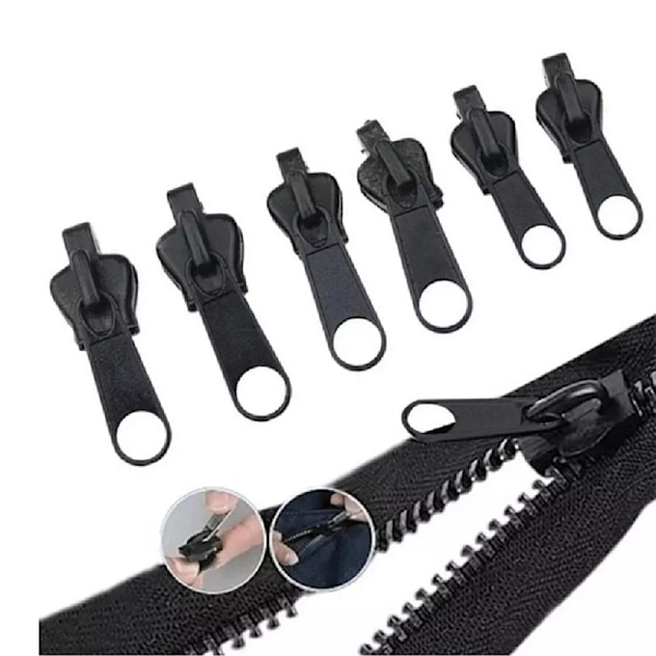 6-pak Instant Fix Lynlås Reparationssæt Udskiftning Zip Slider DIY A A one size