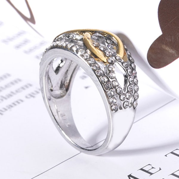 Kvinnor konstgjord diamantring glittersten oändlig loop mode fingersmycken 7