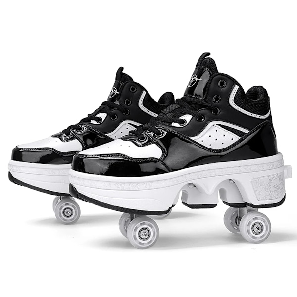 Unisex Ungdoms Deformasjons Skøyte Sko Fire Hjul Runder Med Rulleskøyter Sko Casual Sneakers Deform Rullesko multi multi 41 Foot length25.5cm