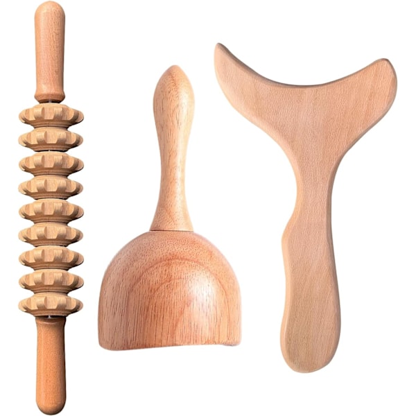 Professionelle træterapi massageværktøjer 3-i-1 Maderoterapi Kit Træmassager Lymfedrænage massager