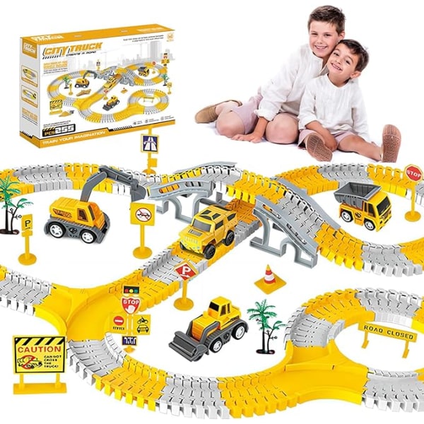 【Mingbao butik】Børne byggebanelegetøjssæt er den bedste gave til børn, ingeniør-vejspil til 3 4 5 6-årige drenge og piger Upgraded version 255PCS