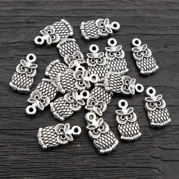 30 stk 15x8 19x10 mm Sølv Bronse Owl Charm Pendant DiyAccessory R2-47