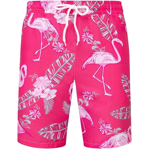 Herre Hawaiiskjorte og shorts sæt Regular Fit kortærmet casual funky strand flamingo skjorte sæt XXL XXL Pink
