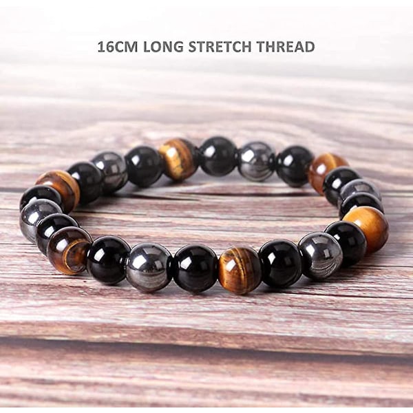 Perler Armbånd Obsidian Tiger Eye og hæmatit sten armbånd