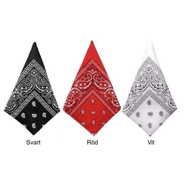 3 kpl Bandana Paisley Musta, Punainen, Valkoinen - 55x55 cm Multicolor multifärg