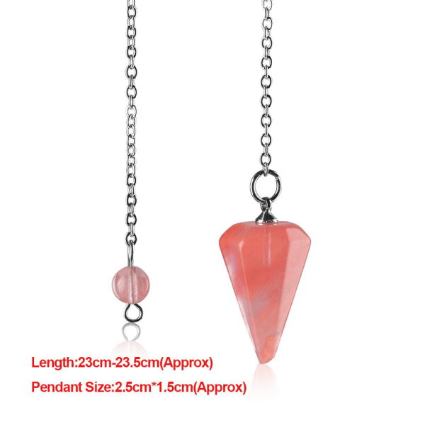 Naturlig helbredende edelstenanheng smykker Reiki Pyramid Sekskantet Pendel Kjedeanheng Amulett Y 8-Watermelon Crystal