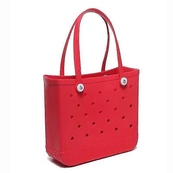 Gummi EVA-taske Bogg-stil Hul Vandtæt Holdbar Overdimensioneret Silikone Strandtaske Red