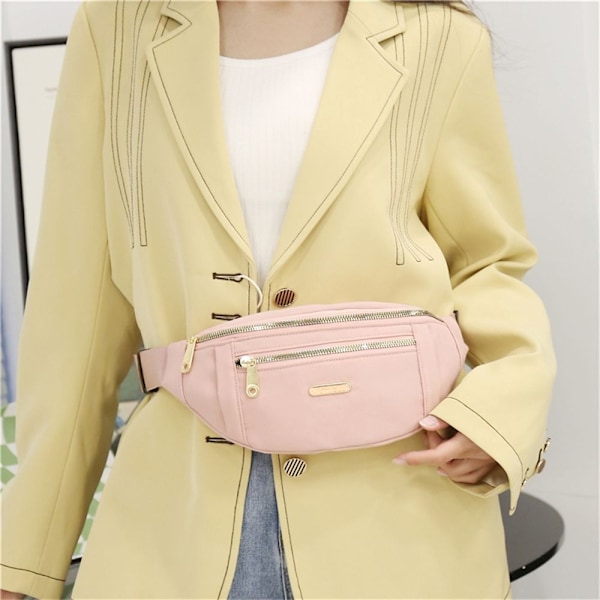 Damväska Oxford Crossbody-väska Midja Fanny Pack Wallet Reseaxelväska Pink